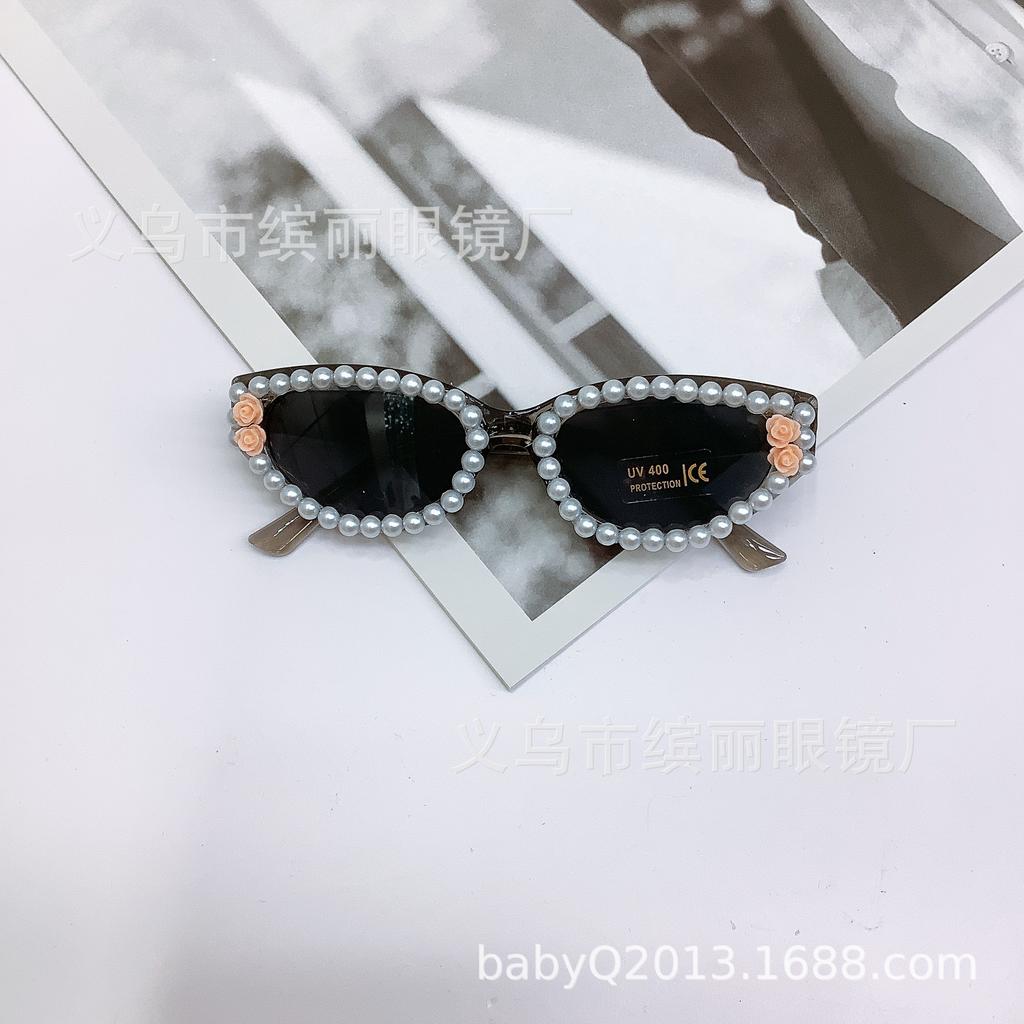 Детские модные солнцезащитные очки, солнцезащитные очки с защитой от ультрафиолета, милые детские самодельные жемчужины для мальчиков и девочек