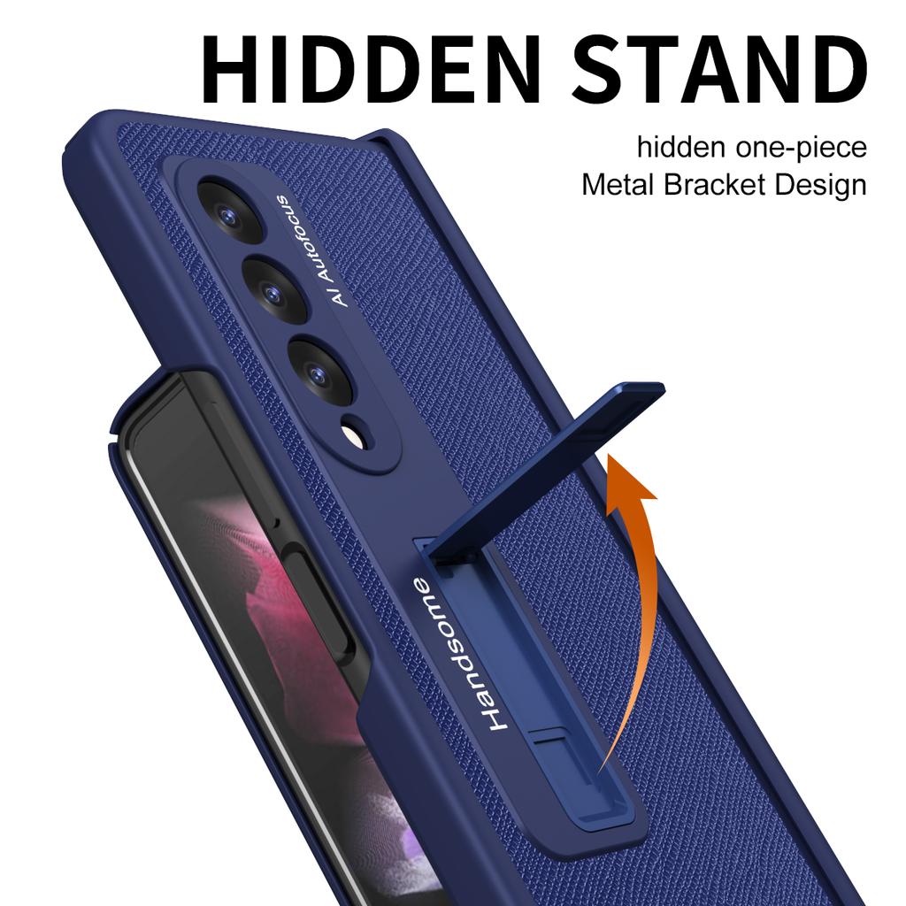 Hinge Cross Pattern Case For Samsung Galaxy Z Fold 3 5g Cover With Kickstand Shell -Membrane Shell For Galaxy Z Fold 4 5g Fundas