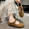 Fashion Casual Flat Shoes Women's Round Toe Shallow Suede Front Lace-up Soft Sole Anti-slip Wear-resistant Low-top Single Shoes