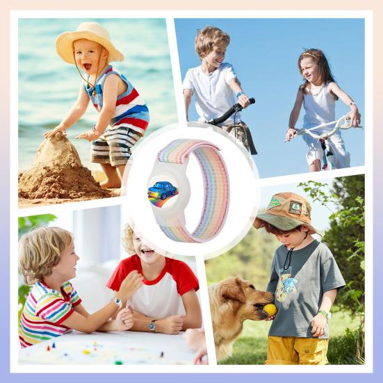Kids Wristband Tracker Protector Cover Wear Resistant Waterproof Simple Installation Adjustable Anti-Lost Watch Band for AirTag