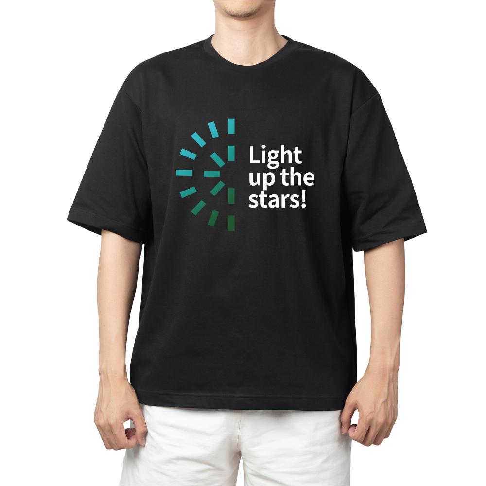 Light Up The Stars Men and Women Same Style High Street Style Loose Tshirt Cotton Letter Print