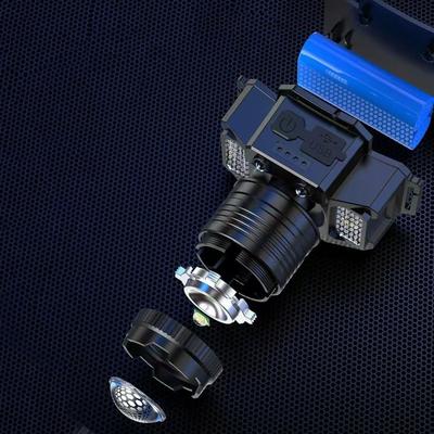 Портативный светодиодный налобный фонарь с датчиком движения, 5 режимов, регулируемый, водонепроницаемый, мощный яркий рабочий свет для кемпинга
