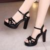 Большой размер 32-43 Босоножки на платформе с блочным каблуком Женские свадебные туфли Лето 2025 Элегантные кожаные босоножки на высоком каблуке Женские офисные