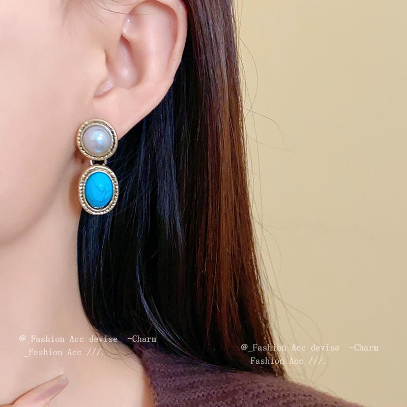 French Oval Lace Pearl Necklace - Retro Court Style Fashion Clavicle Chain