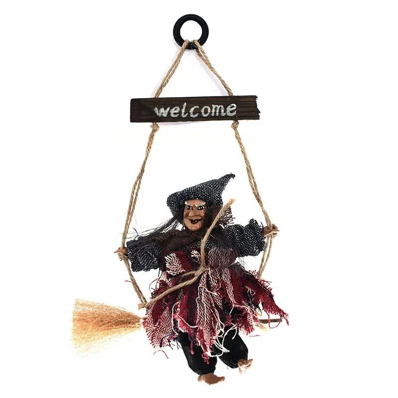 Halloween Witch Dolls Hanging Decor Ghost Witch Horror Scary Hanging Ghost Flying Witch Pendant Halloween DIY Party Ornaments