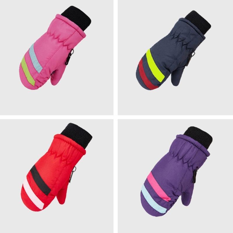 2-5 лет Водонепроницаемые Детские Лыжные Перчатки Зимние Велосипедные Перчатки Противоскользящие Перчатки Теплые Толстые Флисовые Митенки для Сноубординга Перчатки