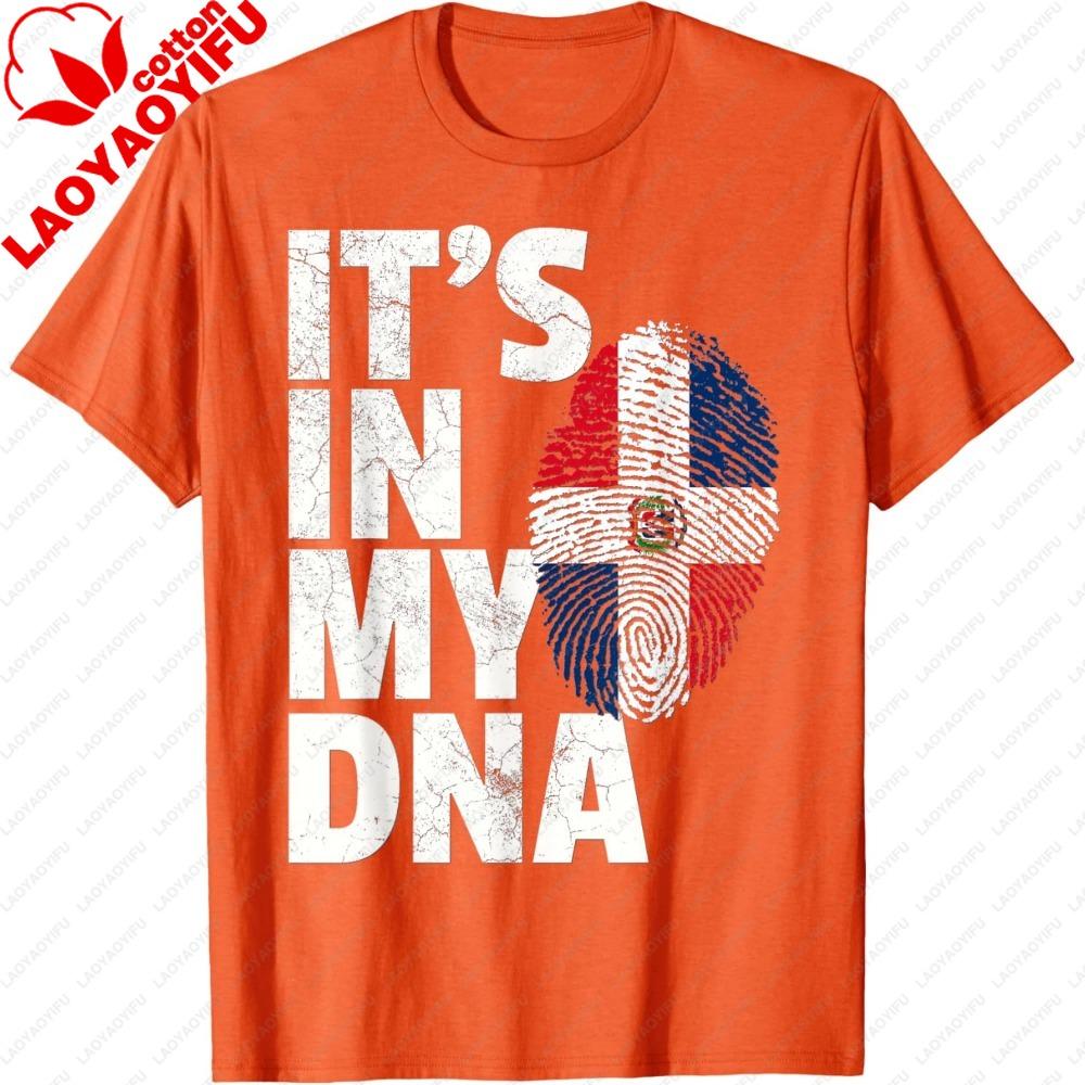 Its in My DNA Dominican Republic Flag Official Pride Gift TShirt Retro Fashion Flag Print Tops Classic Pattern Tees