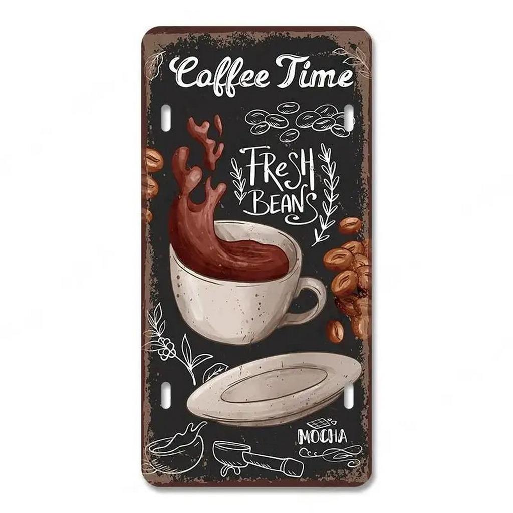 Номерные знаки Coffee Time для украшения стен Металлические жестяные знаки Винтажные бирки Металлические автомобильные знаки для кафе, баров, клубов, гаражей, пабов