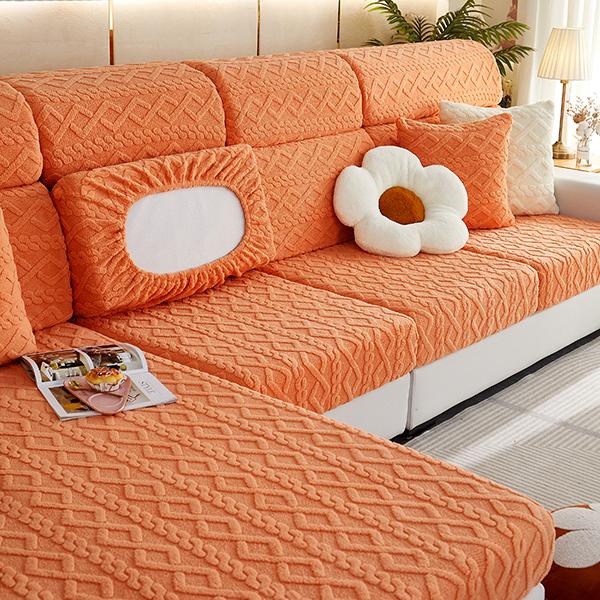 Ginkgo Leaf Pattern Velvet Sofa Seat Cover Cushion Cover Thick Jacquard Solid Soft Stretch Sofa Slipcovers Funiture Protector