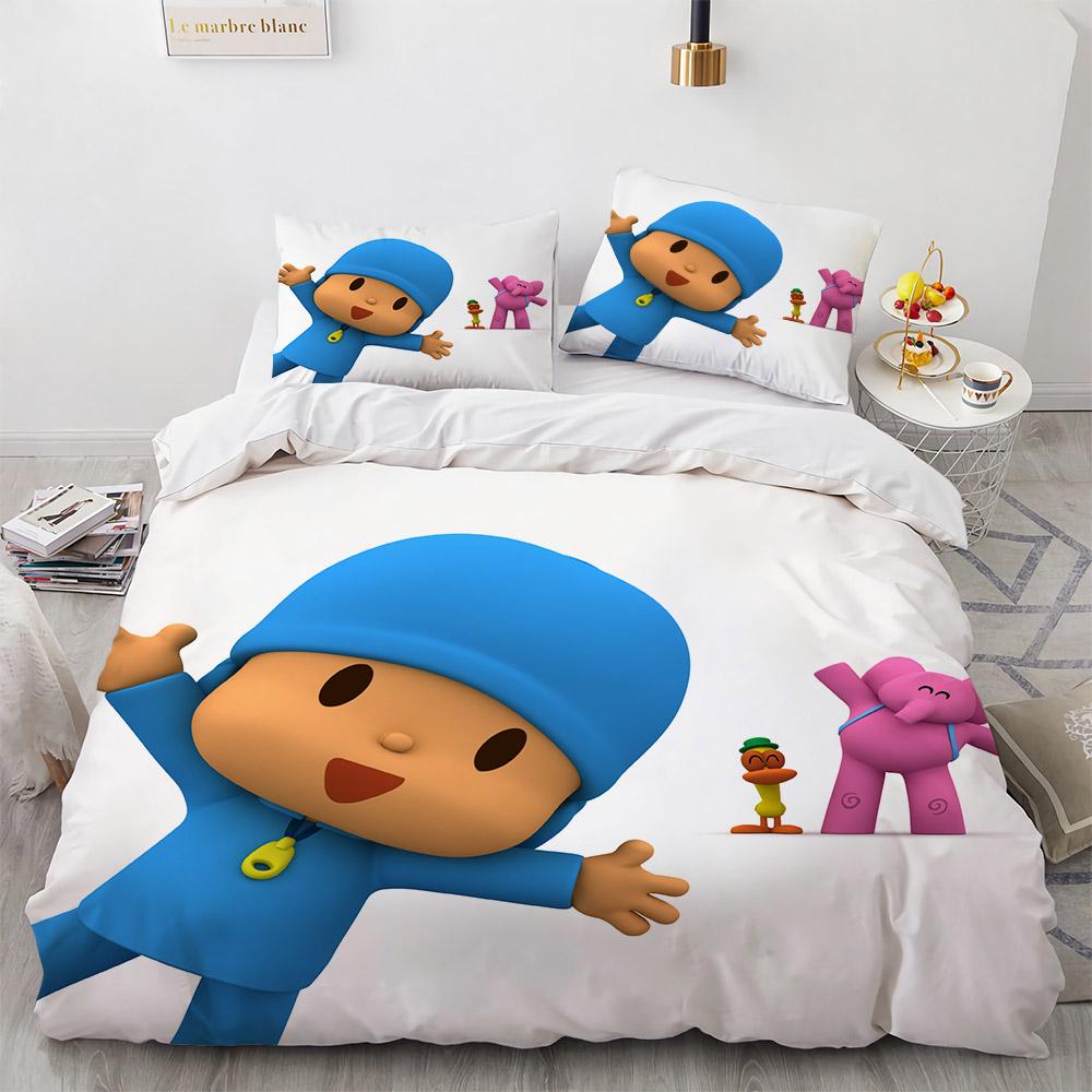 Комплект постельного белья Pocoyo 3D-принт Пододеяльник и наволочка Одеяло Пуховое одеяло Семейное украшение Дом Теплый текстиль Чехол Комплект постельного белья