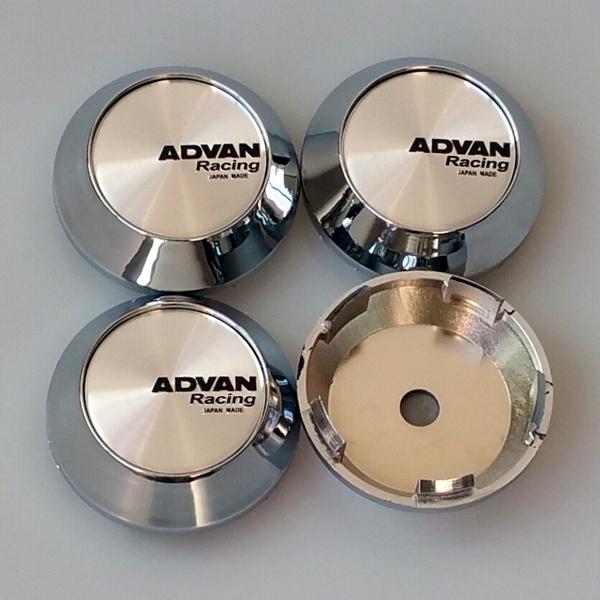Car Styling 4 X 65mm Chrome Japan ADVAN Racing Wheel Center Emblem Badge Caps Hub Cap Wheel Covers Auto Accessories