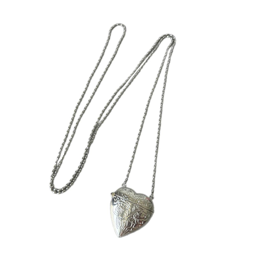 Длинная цепочка Сердце Сумка-кроссбоди Ожерелье Уникальные тисненые цветы Цепочка на шею Регулируемая длина Банкетный чокер Ювелирные изделия