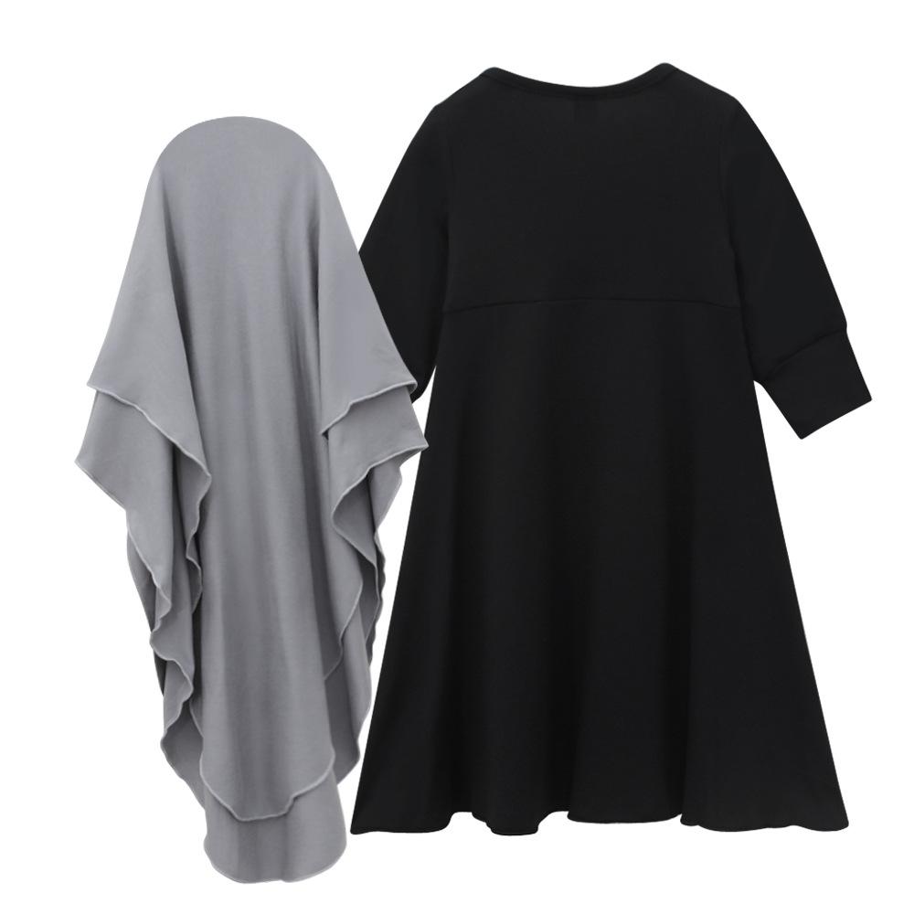 Мусульманская исламская Абая для маленьких девочек в Рамадан с хиджабом, длинный халат, бурка, макси, платья для маленьких детей/малышей для маленьких девочек