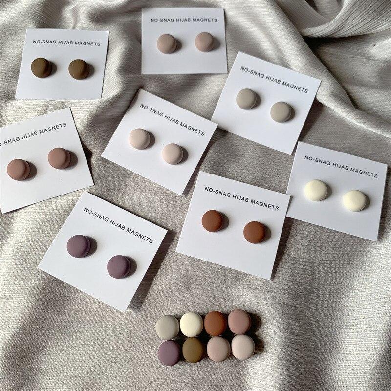 Matte Metal Hijab Scarf Magnet No Snag Muslim Women Magnetic Hijab Pins Islamic Pinless Safety Headscarf  Brooches Accessories