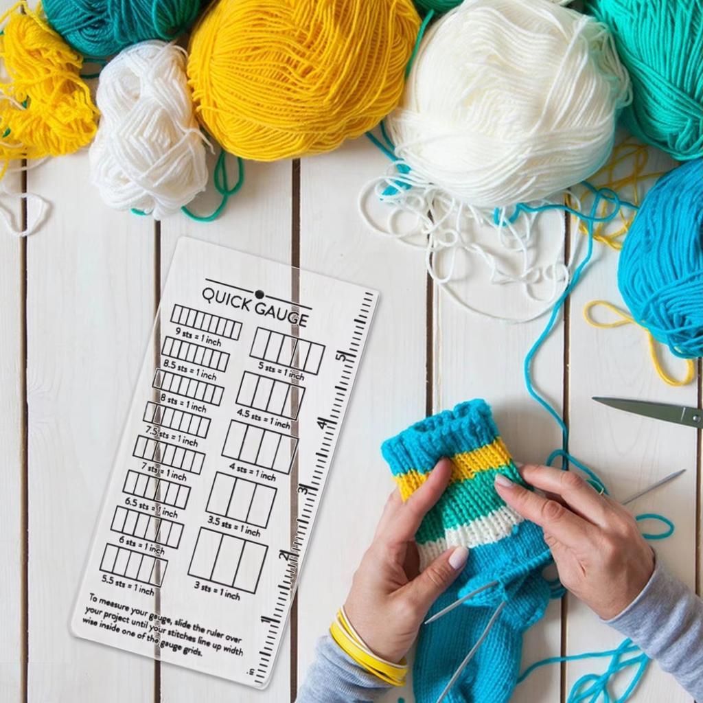 Быстрая линейка-измеритель для вязания, измеритель размера спиц для вязания крючком с двойной метрической и имперской шкалой, портативный инструмент для рукоделия 15x6см