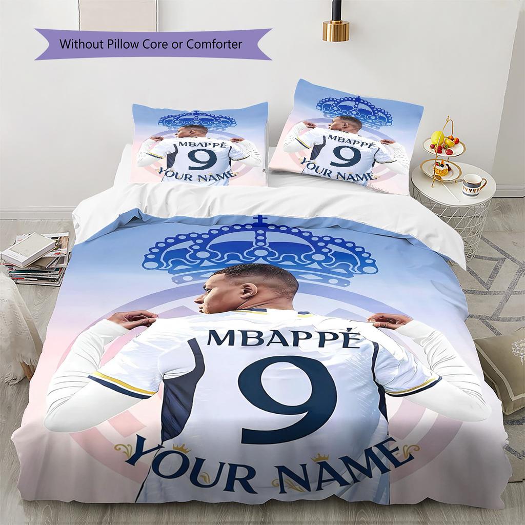 Mbappe Legend Custom Name Pattern Bedding Quilt Set Quilt Cover Pillowcase Home Birthday Gift(1 * duvet cover + 2 * pillowcase, without core)