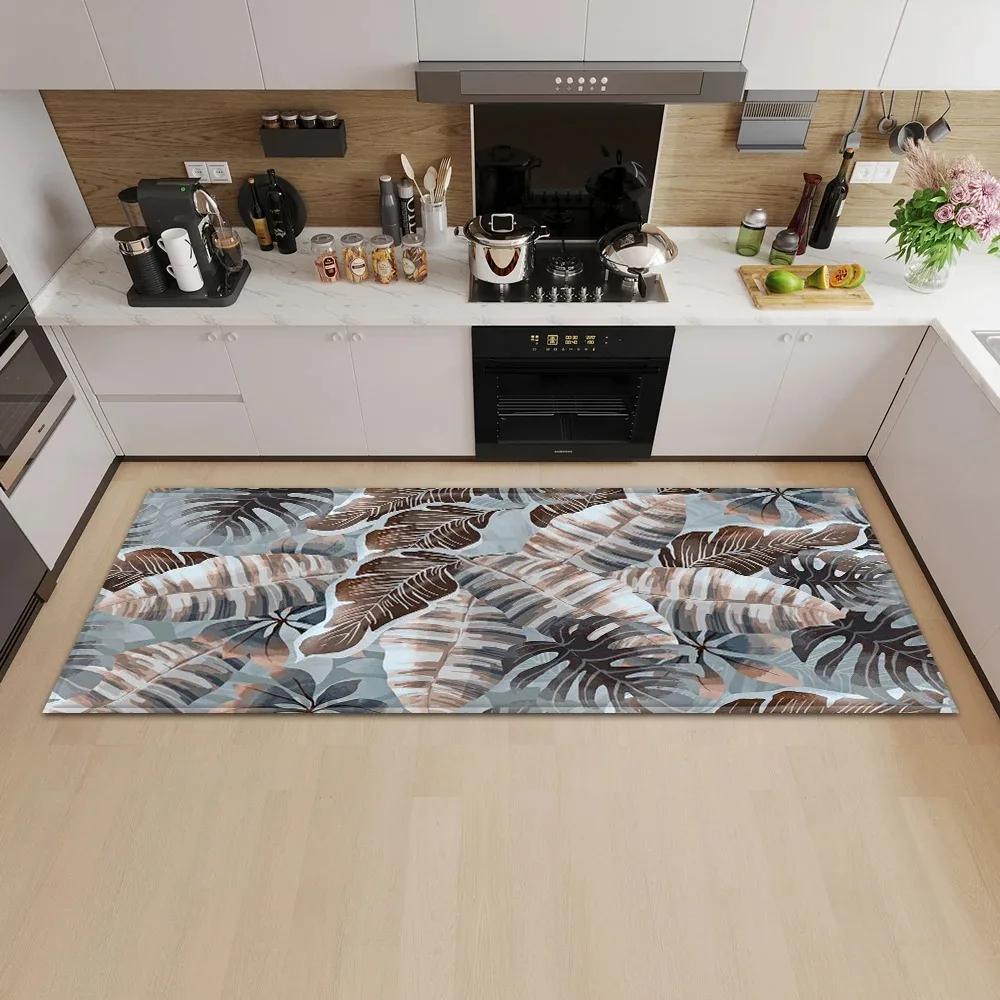 Tropical Plant Illustration Pattern Home Kitchen Floor Mat Door Front Decoration Floor Mat