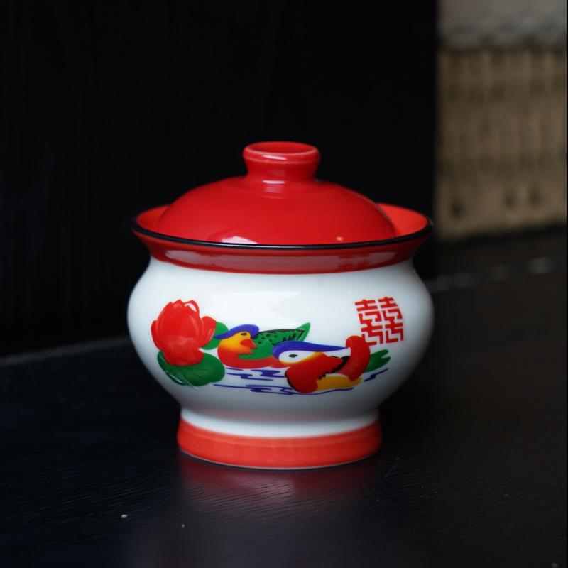 Creative nostalgic spittoon ashtray with lid household living room ceramic anti-fly ash ashtray birthday gift