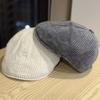 Корейская ретро полосатая вельветовая кепка вперед для мужчин и женщин Осень и зима Кепка газетчика в британском стиле Универсальный стройнящий берет
