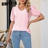 Summer Women's Women's T-shirt Hollowed Out Round Neck Peplum T-shirt