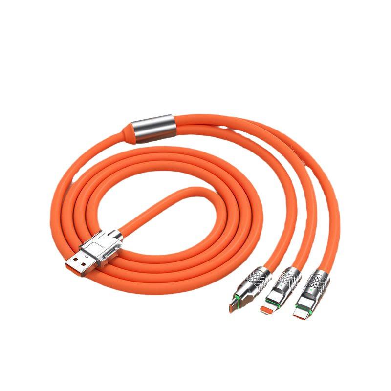 Кабель для быстрой зарядки 3-в-1 120 Вт, утолщенный, для устройств Apple, Huawei и Android