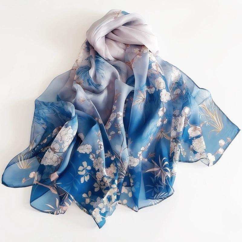 Весна Лето Женские Большого размера Принтованные Пляжные Шали Мусульманские Хиджабы Дорожные Тонкие Солнцезащитные Шарфы/Шарфы 100% Шелк Пляжный Шарф