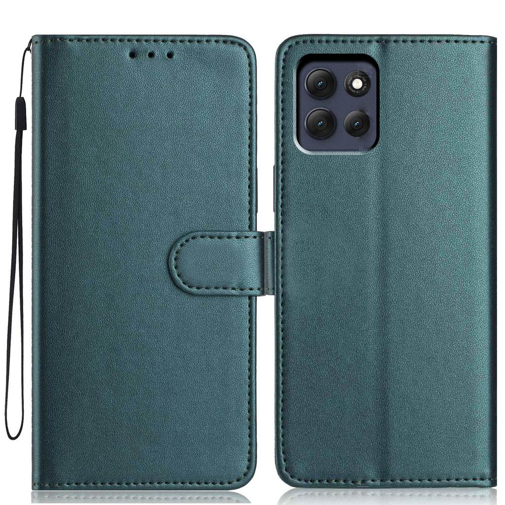 For Motorola Moto G86 Power 5G Wallet Case with Strap/Multiple Card Slots Solid Color Leather Stand Phone Cover