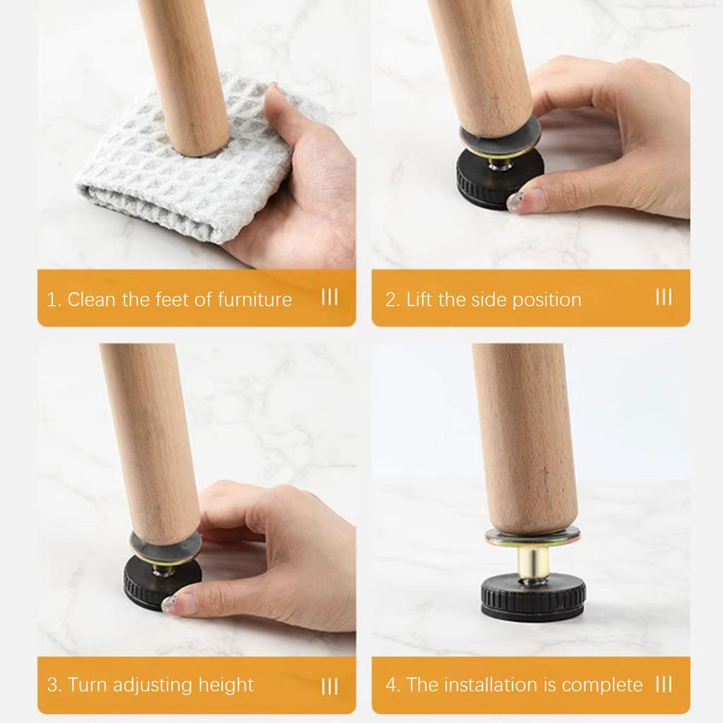 4pcs Adjustable Furniture Legs Threaded Bed Frame Anti-Shake Headboard Stoppers Fixer Punch-Free Furniture Fixed Accessories
