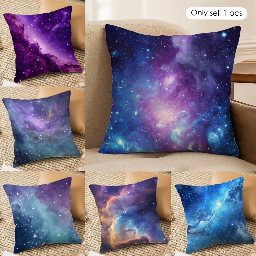 Starry Sky Cushion Cover Soft Plush Fabric DoubleSided Printed Sofa Cushion Cover for All Seasons Home Decor Gift