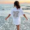 Faith Over Fear Letter Printing T-Shirts Women Breathable Cotton Clothes Short Sleeve Cotton Graphic Tops Casual Oversize Shirts