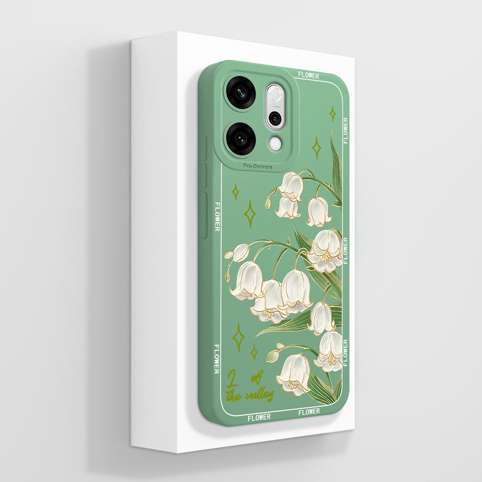 Чехол для телефона Oppo Reno 14 13 12 11 10 Pro Для Reno 14F 13F 13FS 12F 12FS 11F Цветочный принт Мягкий жидкий силикон Задняя крышка Capa