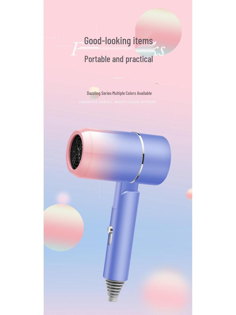 Gradient Color Portable Blue Light Negative Ion Hair Dryer for Students and Home Use