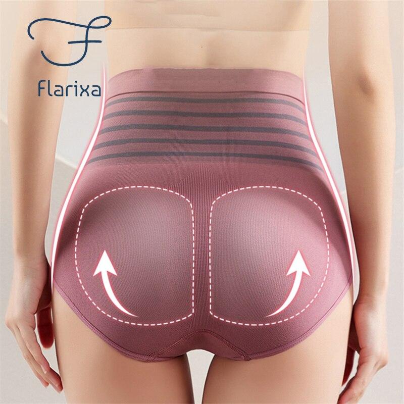 Flarixa Трусики с высокой талией и плоским животом, бесшовные утягивающие женские трусики, удобные полосатые трусы, корректирующее фигуру, нижнее белье