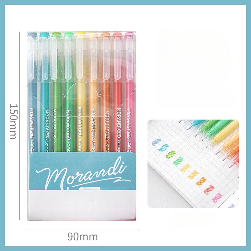9Pcs/set Morandi Color Gel Pen 0.5mm Colorful Ink Writing Pens for Girl Journal Plan Book Scrapbook Outline Drawing Highlighters