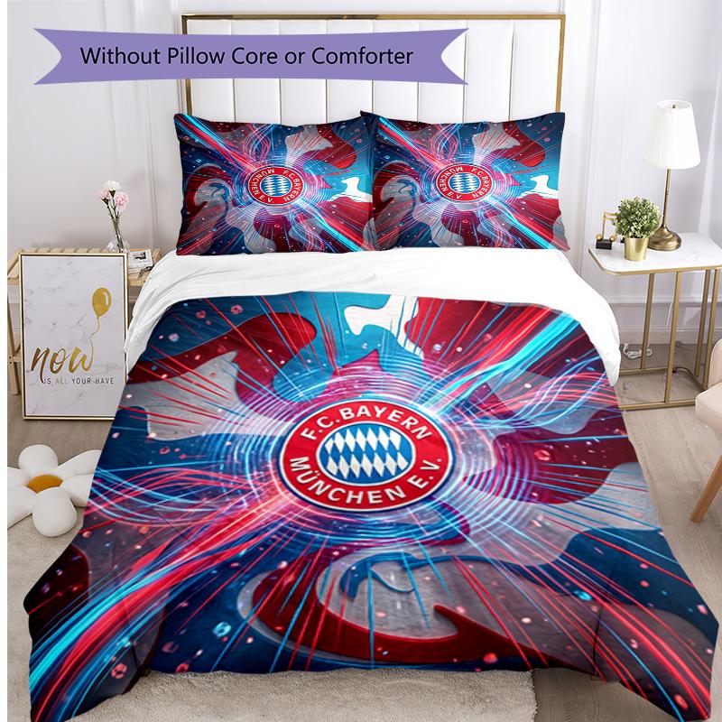 Bayern Munich Pattern Printed 3PCS Bedding Set Soft Skin-Friendly Washable Duvet Cover & Pillowcases Set All Season Bedroom