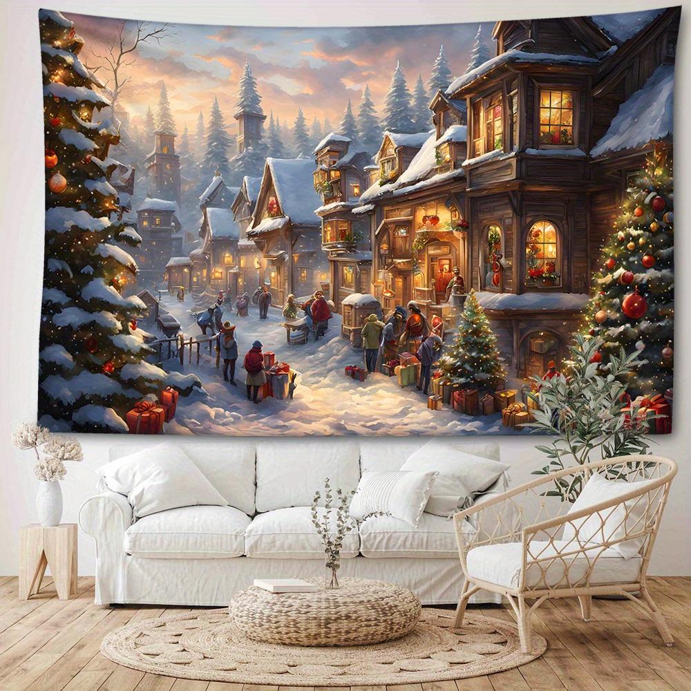Christmas Tree Holiday Festive Atmosphere Woven Wall Tapestry - 100% Polyester Brushed Fabric, 90gsm Square Weight, No Power Required, Animal Theme Gr
