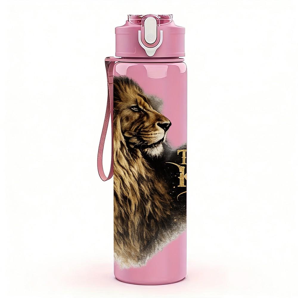1PC Lion King Wild Animal Portrait Print 750ml Color Plastic Sports Water Bottle Leakproof Flip Straw Lid Suitable for Sports Office Home Use