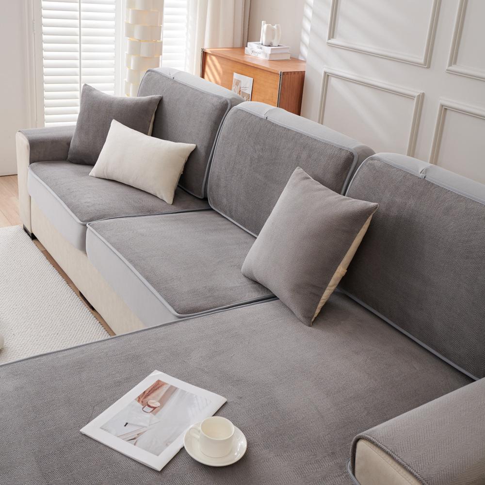 Чехол для дивана с узором «елочка» из молочного волокна, универсальная универсальная нескользящая подушка для дивана, универсальный чехол Four Seasons, ткань