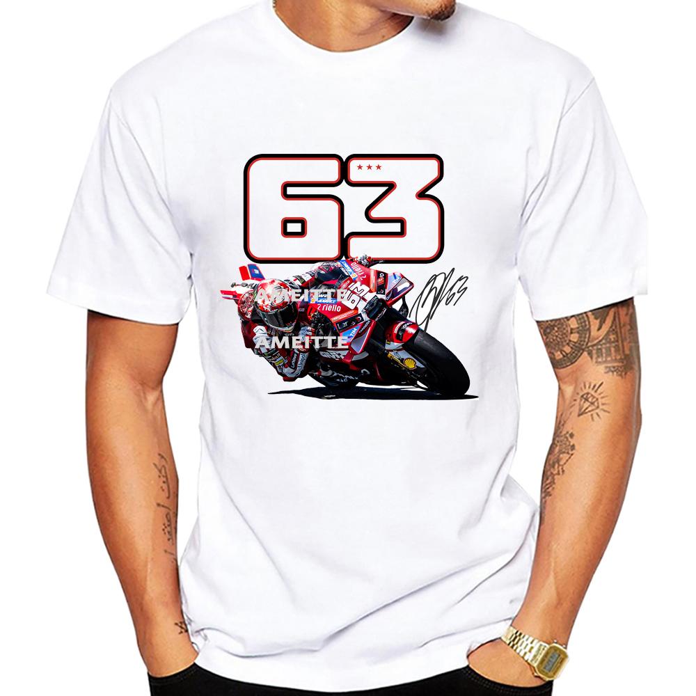 63 Francesco Pecco Bagnaia Number 1 Gp 2026 Riding Classic Tshirt Boy Rider Casual T Shirts Motorcycle Sport Racing White Tees