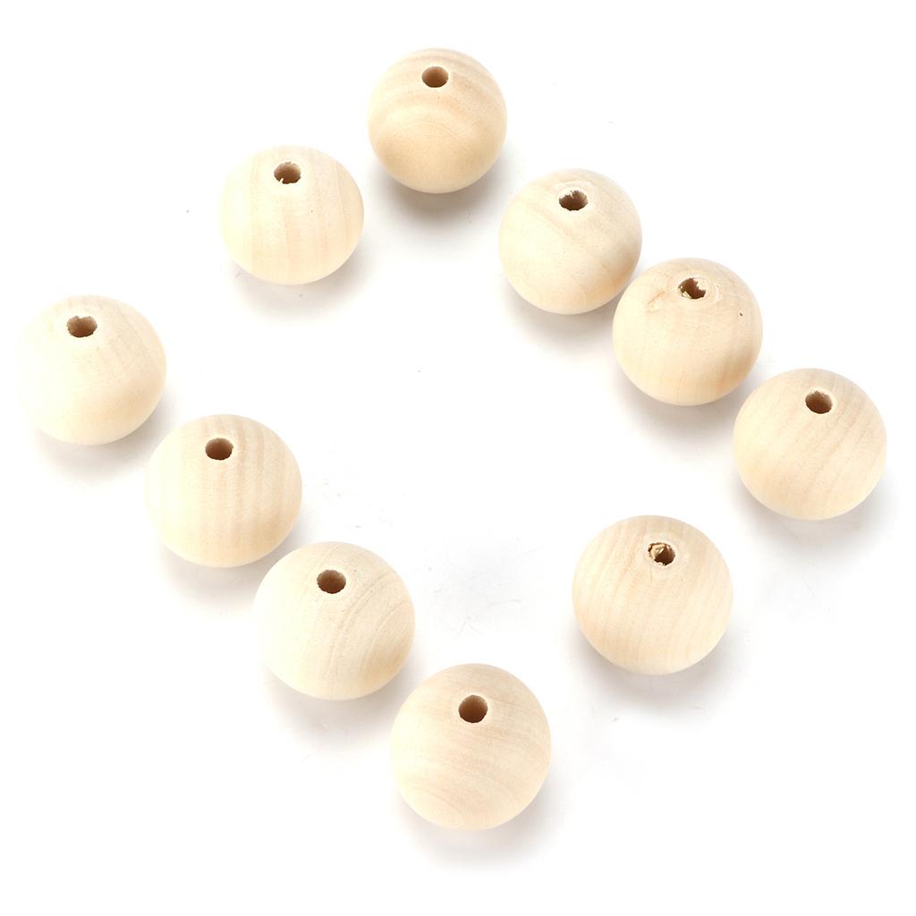 10pcs Craft Beads Round Wood Color MultiPurpose Wooden Beads Bulk with Hole for DIY Handicraft Decoration Gift
