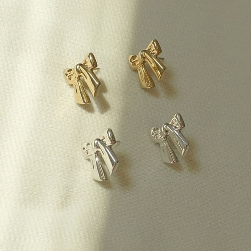 LAYOVV [Silver925] Ribbon earrings