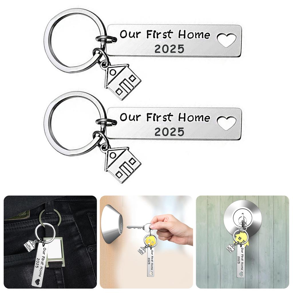 Elegant 2025 Moving Day Keychain Thoughtful 2025 Housewarming Gift Keychain In Stainless Steel for Friends Family