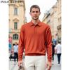 POLOMEISDO Men's Cashmere Blend Long-Sleeve Polo Knit Shirt