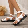 New Summer Women's Plus Size Toe Loop Thick Soled Casual Outdoor Buckle Strap Sandals