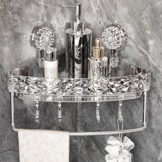 Угловая настенная полка с присоской, стойка для хранения, прочная, выдерживающая большую нагрузку, легко устанавливаемая, прочная полка-органайзер для душа