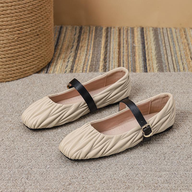 Женские балетки Мэри Джейн Туфли с квадратным закрытым носком, нарядные туфли без застежек на плоской подошве для женщин, повседневные туфли Мэри Джейн на плоской подошве с регулируемым ремешком на щиколотке