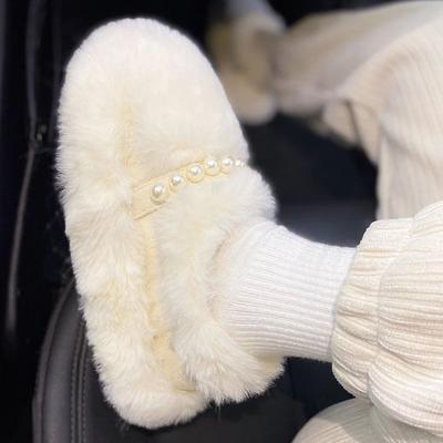 2025 новые туфли из овечьей шерсти и хлопка с жемчугом, жареные уличные туфли из высококачественной шерсти, женские зимние с начесом и утолщением