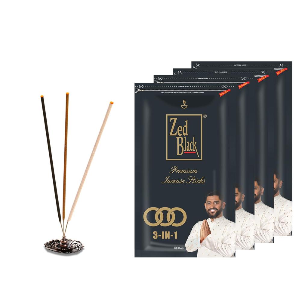 Zed Black Premium Incense Sticks Long Lasting Aroma For Relaxing Environment Pack of 4