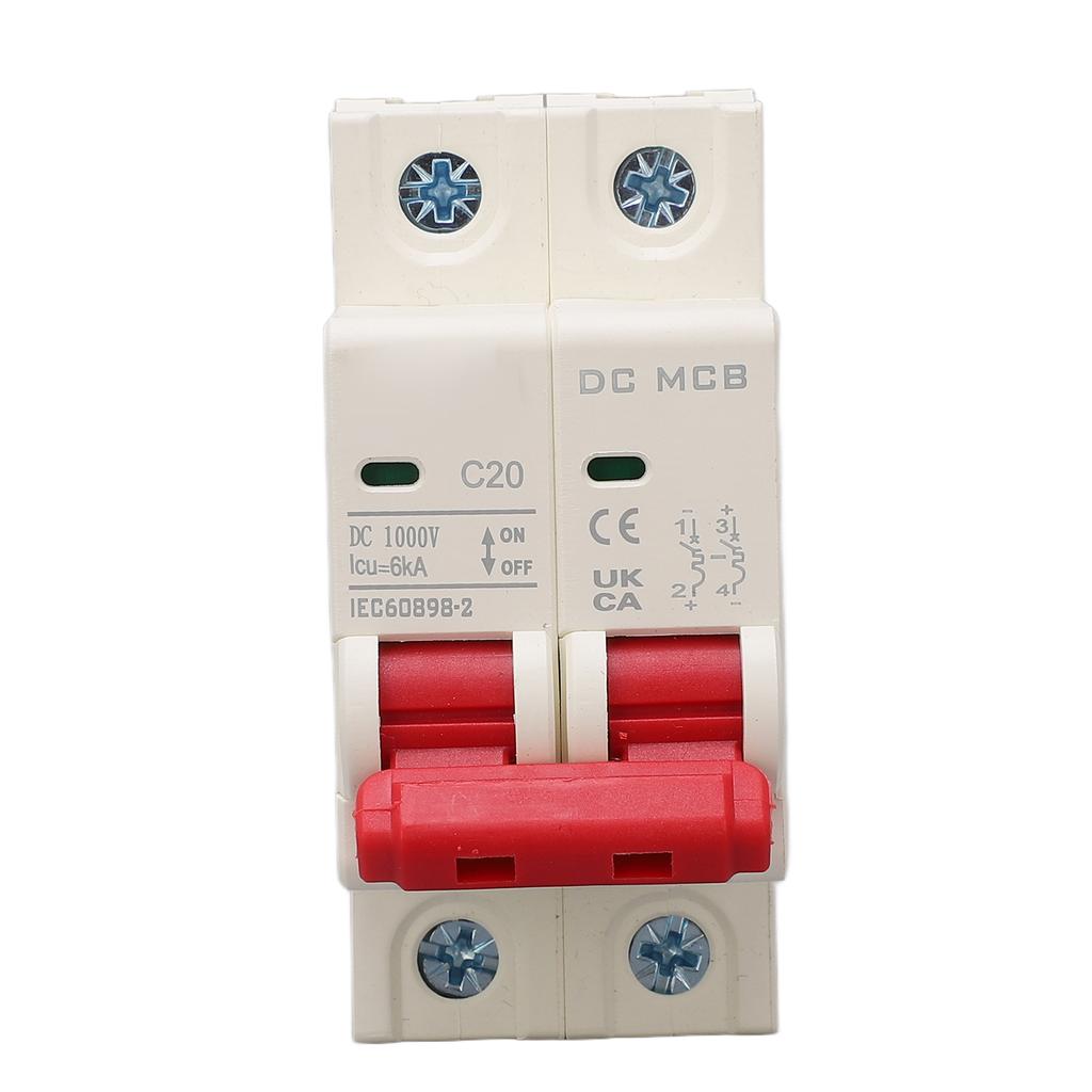 2P Автоматический выключатель постоянного тока 6000А Отключающая способность Мини-безопасный автоматический выключатель для солнечной фотоэлектрической системы 20А 1000В