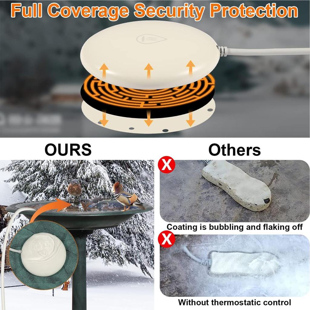 Bird Bath Heater Bird Bath Deicer Smart Pond Deicer For Winter Pond Fountain Garden Lawn Patio Backyard Poultry Coop